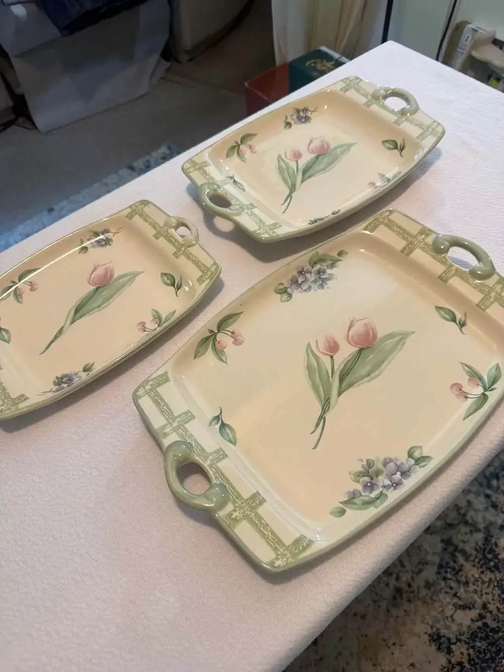 Pfaltzgraff Garden Party Serving Platter and Trays Set